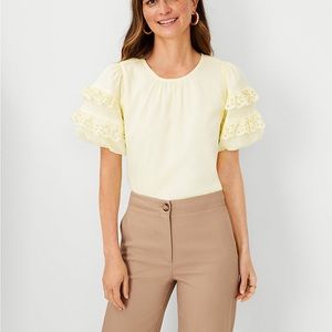 Eyelet Ruffle Sleeve Top 
Size: Large
Color: Tender Yellow